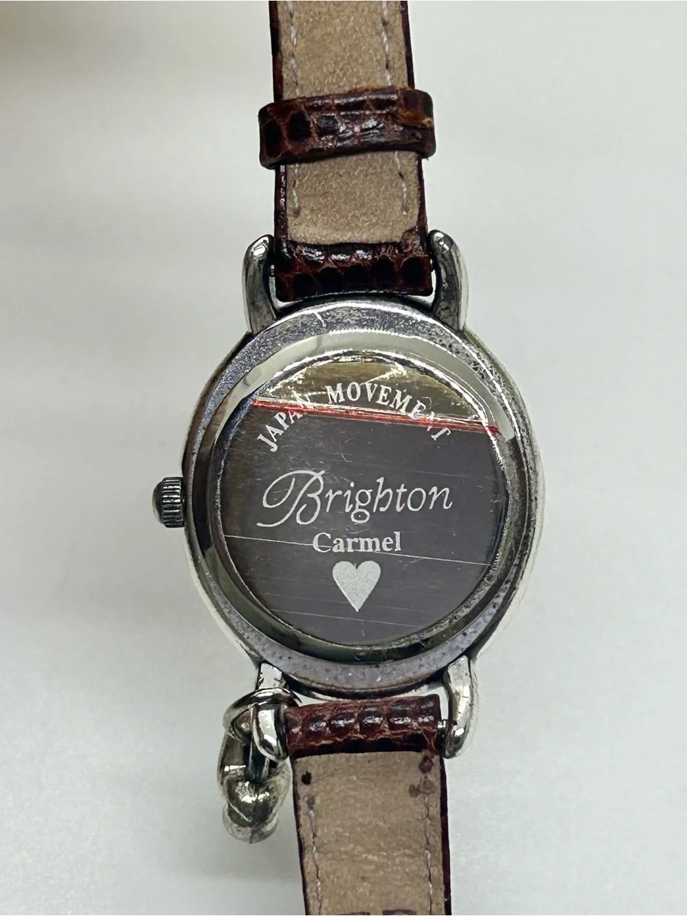 Brighton Vintage Carmel Women’s Quartz Watch Brown Leather Strap Heart Toggle